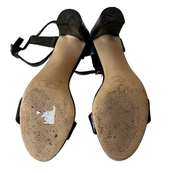 Nine West Pixel City Black Block Heel Open Toe Ankle Buckle Strap Sandals Size 7 - Picture 10 of 10